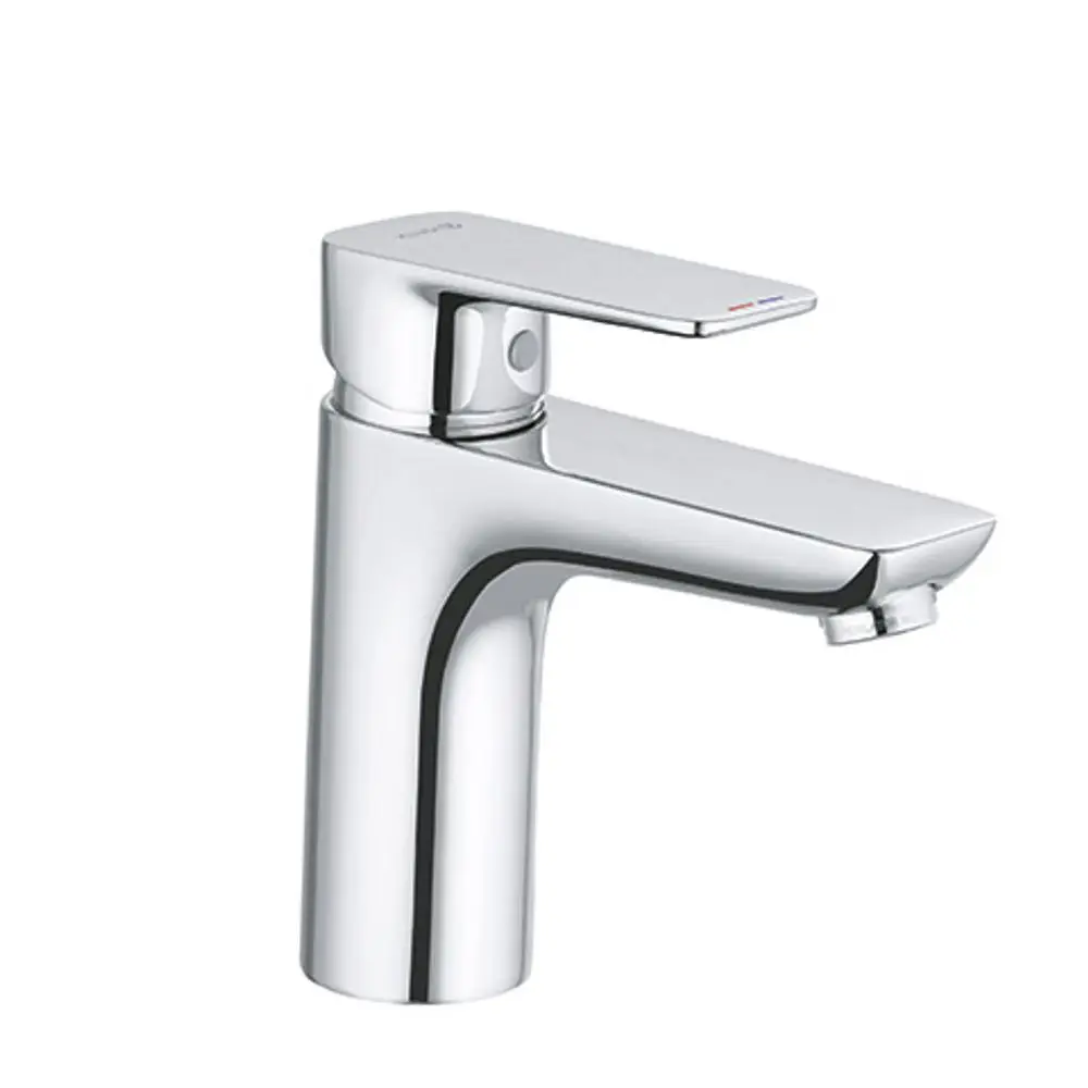 Kludi Waschtischarmatur mit einem chromfarbenen, modernen Design und einem Hebel zur Regulierung von Wasserfluss und Temperatur.